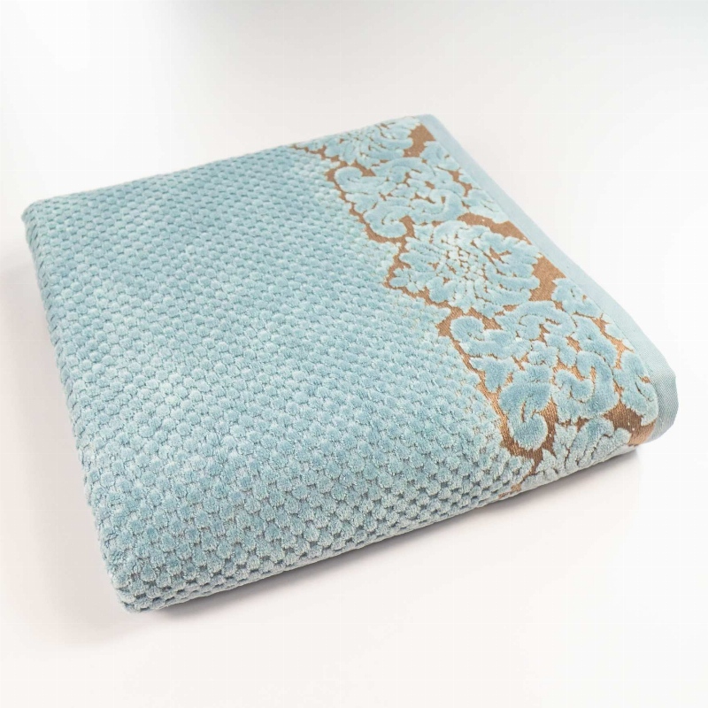 Рушник банний махровий 70x140см Damask Преміум якості Жакардовий з велюром 550г/м2 GM Textile (М'ятний)
